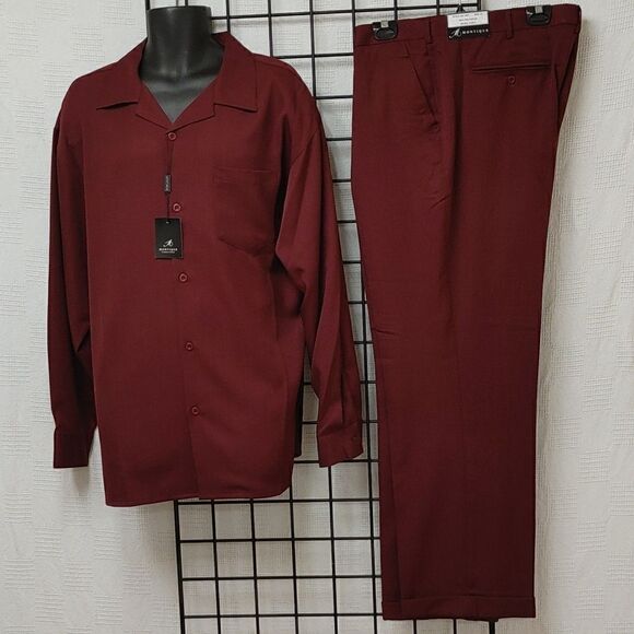 MONTIQUE INT. BURGUNDY 2 PIECE WALKING SUITS. - Picture 2 of 9